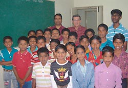Padre Nathan with children of his school Padre Nathan with children of his school