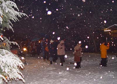 The evocative procession under the falling snow The evocative procession under the falling snow